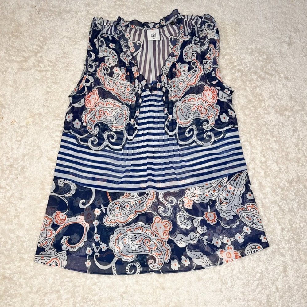 CaBI Sleeveless Multi-colored Blouse SIze XS New w/o Tags